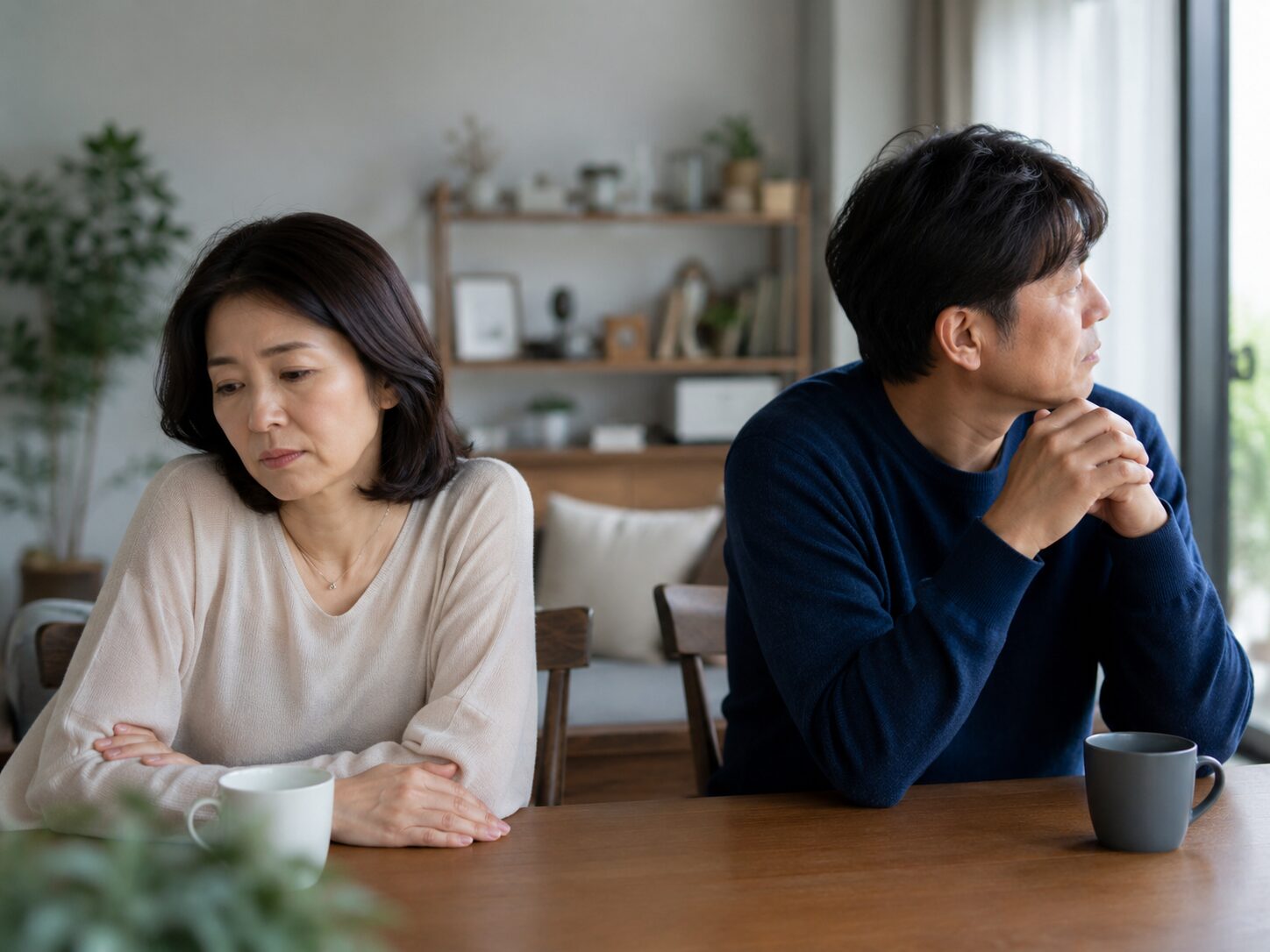 心の距離を感じながら夫と過ごす50代女性