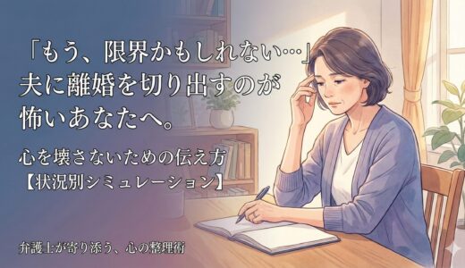 「もう、限界かもしれない…」夫に離婚を切り出すのが怖いあなたへ。別れの伝え方【状況別シミュレーション】